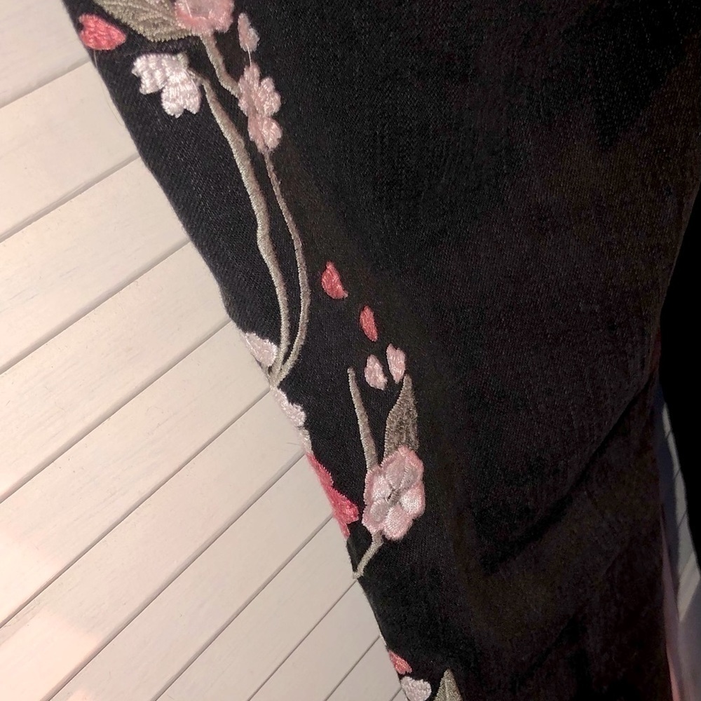 Blue Spice Black Distressed skinny floral embroidery Jeans - Picture 9 of 10